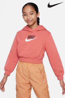 Nike Dark Pink Club Fleece Cropped Hoodie (N30446) | kr730