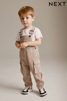 Tan Brown Cargo Dungaree (3mths-7yrs) (N30478) | AED85 - AED104