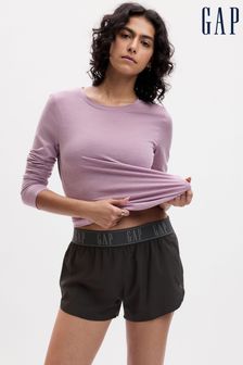 Gap Purple Fitted Ruched Long Sleeve Crew Neck Top (N30500) | €39