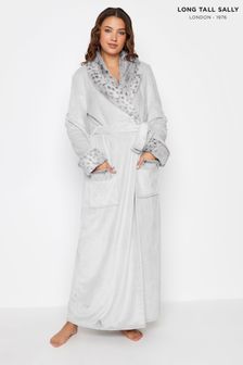 Long Tall Sally Grey Contrast Animal Shawl Collar Maxi Robe (N30608) | $99
