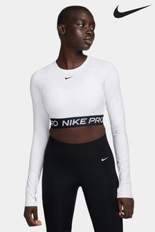 Nike White Pro Dri-FIT Cropped Long-Sleeve Top (N30789) | €57