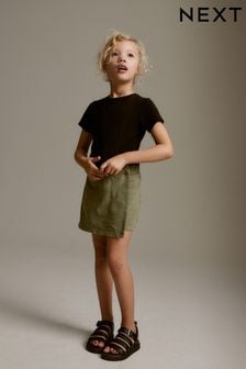 Khaki Green Denim Asymmetric Wrap Skort (3-16yrs) (N30969) | €21 - €28