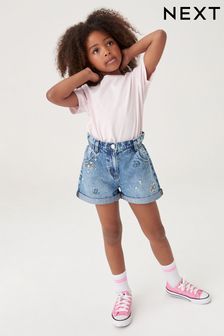 Floral Embroidery Denim Shorts (3-16yrs)