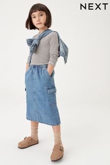 Mid Blue Midi Cargo Denim Skirt (3-16yrs) (N30978) | $32 - $43