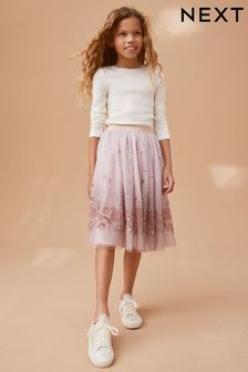 Embellished Mesh Midi Skirt (3-16yrs)