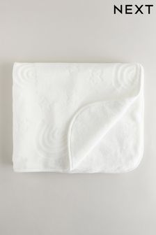 White Rainbow Fleece Baby Teddy Borg Fleece Blanket (N31024) | $22