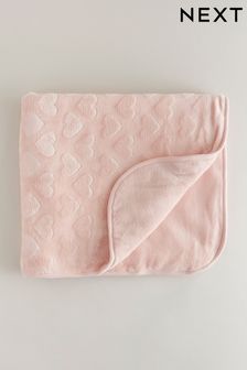 Pink Heart Fleece Baby Teddy Borg Fleece Blanket (N31025) | ₪ 55