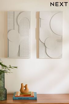 Set of 2 Natural Textured Abstract Wall Art (N31115) | €89