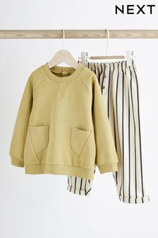Sage Green Baby Cosy Sweatshirt and Wide Leg Trousers 2 Piece Set (N31118) | NT$580 - NT$670