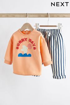 Portocaliu Sunny Days - Set de Bebeluși 2 piese comod cu bluză de molton și pantaloni largi Pantaloni 10 piese (N31119) | 116 LEI - 132 LEI