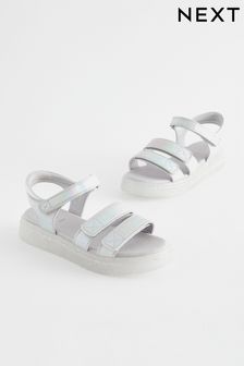 Silver Metallic Chunky Wedge Sandals (N31131) | HK$192 - HK$253