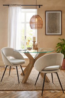 Set of 2 Light Natural Hewitt Swivel Dining Chairs (N31164) | €365