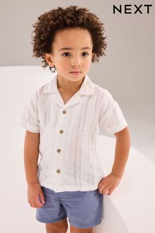 White Short Sleeves Textured Shirt (3mths-7yrs) (N31175) | SGD 22 - SGD 26