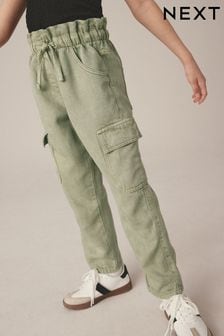 Khaki Green Tencel Cargo Pocket Trousers (3-16yrs) (N31202) | €27 - €34