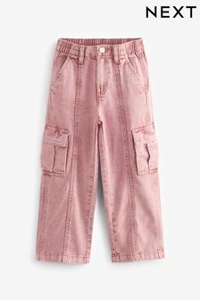 Pink Wide Leg Cargo Jeans (3-16yrs) (N31204) | $32 - $43