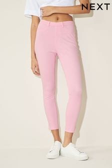 Pink - Cropped Denim Jersey Leggings (N31295) | kr330