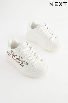 أبيض فراشات - حذاء رياضي نعل سميك (N31310) | 124 ر.ق - 158 ر.ق