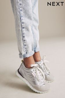 Silver Metallic Retro Lace-Up Trainers (N31326) | €35 - €45