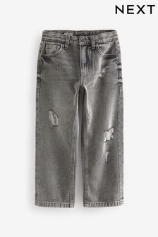 Grey Wide Fit Distressed Denim Jeans (3-16yrs) (N31333) | KRW32,000 - KRW42,700