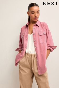 Pink Oversized Denim Shirt (N31335) | OMR12