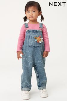 Mid Blue Denim Flower Dungarees (3mths-7yrs) (N31349) | AED97 - AED116