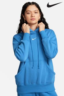 Albastru - Hanorac supradimensionat cu glugă și logo mic Nike (N31444) | 358 LEI