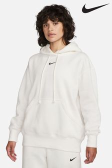 Nike White Phoenix Fleece Oversized Mini Swoosh Pullover Hoodie (N31445) | €79