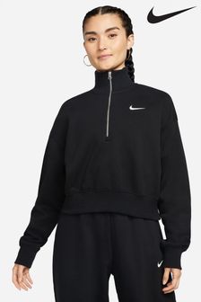 Nike Black Phoenix Fleece Half Zip Mini Swoosh Cropped Sweatshirt (N31447) | kr779