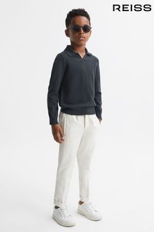 Reiss Anthracite Grey Swifts Junior Slim Fit Merino Wool Open Collar Top (N31496) | €35