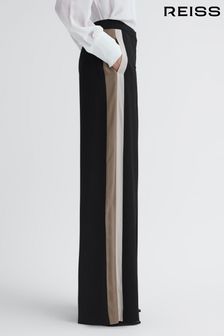 Reiss Black Poppie Wide Leg Side Stripe Trousers (N31510) | €95