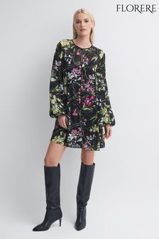 Florere Sheer Floral Mini Dress (N31523) | SGD 383