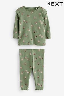 綠色軟花卉 - 嬰兒上衣和內搭褲套裝 (N31648) | NT$440 - NT$530