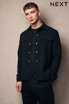 Czarny - Kurtka koszulowa z teksturowanego dżerseju Premium (N31677) | 210 zł