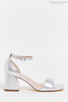 Simply Be Silver Barely There Block Heel Sandals In Wide Fit (N31755) | €40