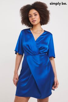 Синее приталенное платье с перекрученной отделкой спереди Simply Be (N31758) | €24