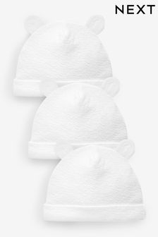White Baby Beanie Jersey Hat 3 Pack (0-12mths) (N31827) | AED29