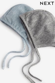 灰色／藍色 - 平織嬰兒帽2頂zhuang (0-12個月) (N31843) | NT$310