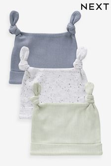 Blue / Green Baby Double Tie Top Hats 3 Pack (0mths-2yrs) (N31847) | $10
