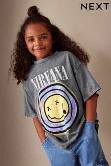Nirvana Charcoal Grey Oversized License Band T-Shirt (3-16yrs) (N31906) | OMR7 - OMR10