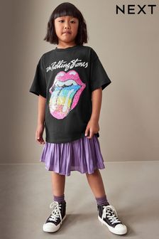 Schwarz - Rolling Stones Oversize-T-Shirt mit Regenbogen-Pailletten (3-16yrs) (N31911) | CHF 22 - CHF 30