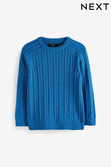 Niebieski - Sweter z okrągłym dekoltem i warkoczowym splotem (3-16 lat) (N31916) | 56 zł - 77 zł