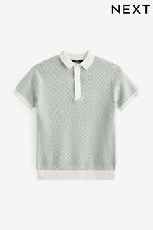 Short Sleeve Geo Pattern Polo Shirt (3-16yrs)