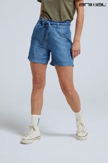 Pantalones cortos azules de mujer con cinturilla paperbag Loren de Animal (N31927) | 50 €