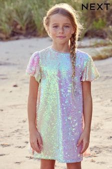 Pink/Blue/Green Rainbow Sequin Sparkle Party Dress (3-16yrs) (N31964) | $45 - $57