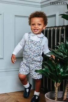 Trotters London Blue Liberty Print Little Zoo Dungaree (N31982) | €44.50
