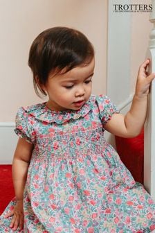 Trotters London Pink Little Liberty Print Florence Willow Smocked Dress (N32096) | €45