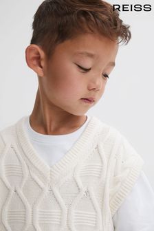 Reiss Acer Slim Fit Vestă tricotată cu Fără mânecă Fără mânecă torsade (N32129) | 314 LEI