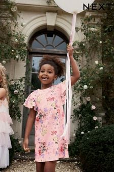 Pinkfarbenes Blumenmuster - Kleid für besondere Anlässe​​​​​​​ (1,5-16 Jahre) (N32184) | 20 € - 28 €