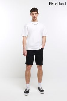 River Island Black Skinny Denim Shorts (N32194) | kr376