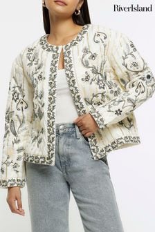 River Island Cream Quilted Embroidered Housecoat (N32247) | €42